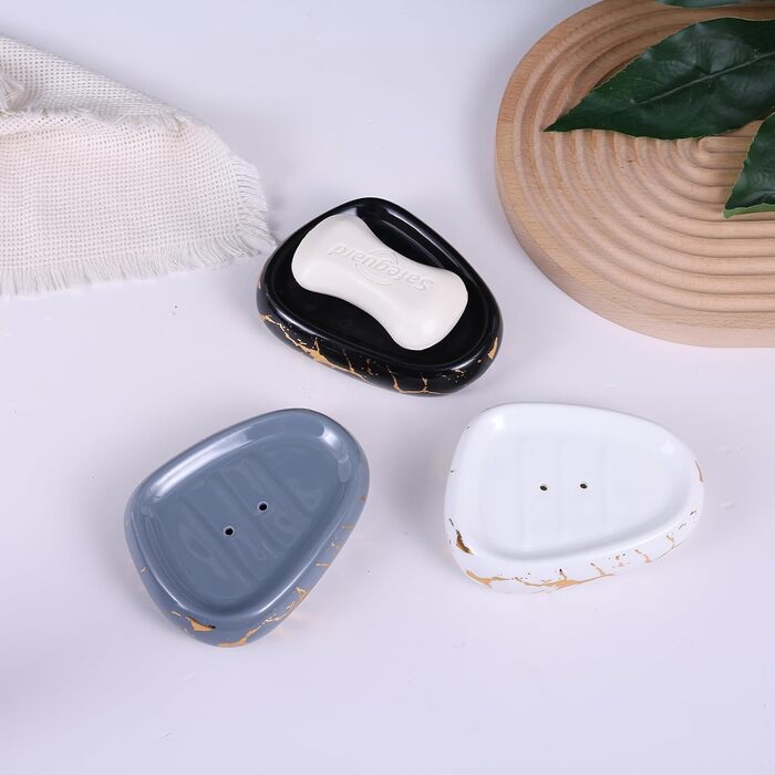 Black bathroom accessory set, gold marble look, modern 6-piece bathroom accessory set, complete with soap dispenser, toothbrush holder, cup, tray, countertop.