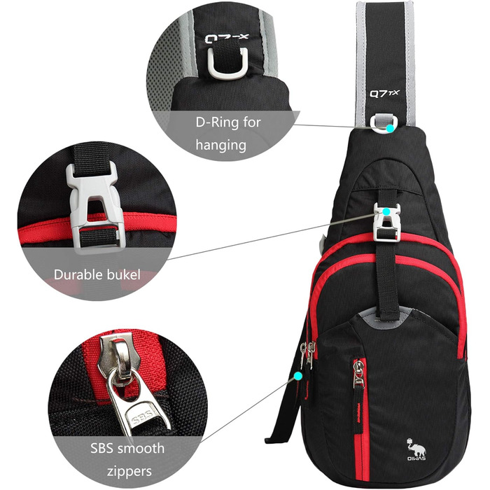 Чоловіча нагрудна сумка Olwas – чорна, для фотографії, подорожей, велосипеда та мотоцикла