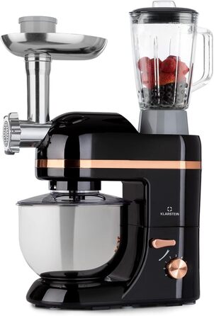 Кухонний комбайн Klarstein 1800Вт з м'ясорубкою, міксером, 6 режимів, 5 л, чорний