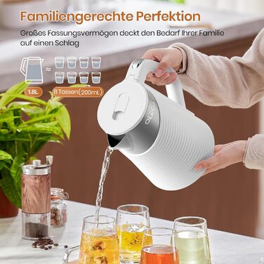 Електричний чайник OLEGA 1.8 л, 1800 Вт, швидка кип'ятіння, BPA free, енергозберігаючий, безпечний дизайн