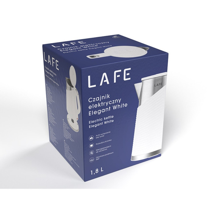 Електричний чайник Lafe Elegant White, 1800 Вт, 1,8 л, білий