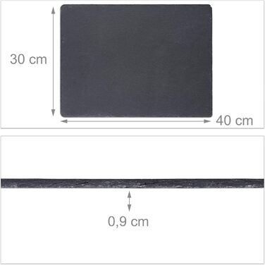 Relaxdays Slate Plates Set of 6, Large Serving Plates made of Slate, for Serving & Labeling, 30x40 cm, Anthracite
