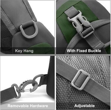 Чоловіча нагрудна сумка-рюкзак на плече, Crossbody Bag, для активного відпочинку, велоспорту, прогулянок з собакою (темно-зелений)