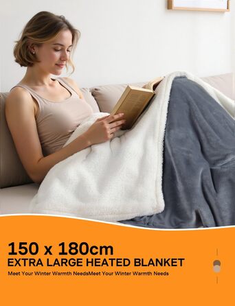 Електрична ковдра ALLJOY з автовимкненням, 180x150 см, 9 рівнів нагріву, для подарунків чоловікам та жінкам