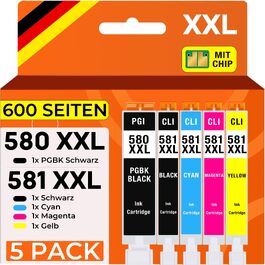 Комплект картриджів Supply Guy 580XXL 581XXL для принтерів Canon Pixma TS705, TS6350, TR8550, TS9550 (5 шт, XXL)