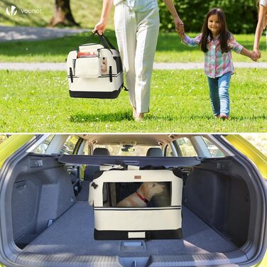 Транспортна переноска для собак та котів VOUNOT, складана, 82x60x60 см XL, сіра