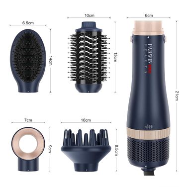 Набір для укладки волосся PARWIN PRO BEAUTY 5 в 1: фен-щітка з іонізацією, 1100 Вт, 5 насадок для сушіння, випрямлення, об'єму та укладки