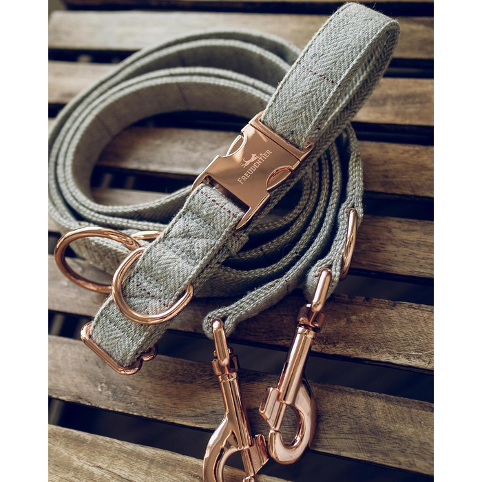 Dog collar and 2m dog leash set in an elegant design - Adjustable dog leash - Includes gift box - For small, medium & large dogs - Classic Collection, The Original (37-58cm)