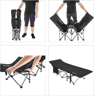 Розкладне ліжко для кемпінгу KingCamp XL, сталеве, 208x75 см, до 200 кг