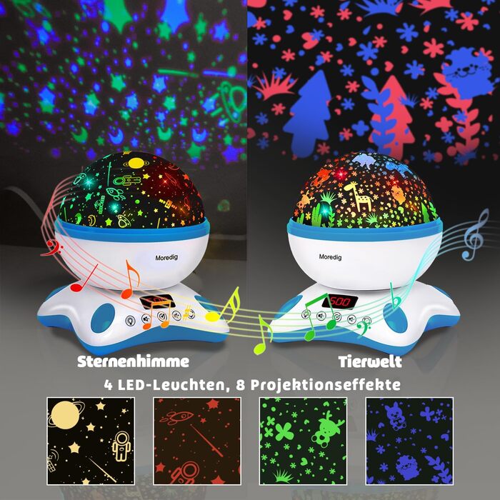 Moredig Night Light Star Projector for Kids with Remote Control, Timer, Night Light Baby Night Light for Children for Birthday Gift, Nursery, Christmas Gifts - Black and White (Blue)