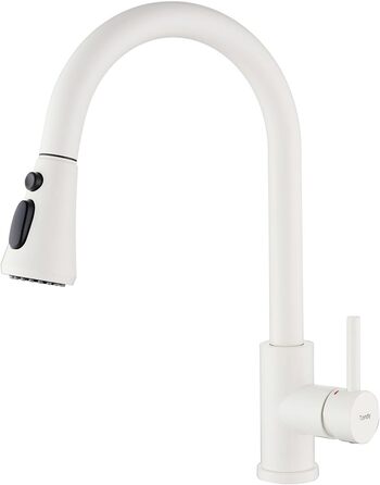 Кухонний змішувач з висувною лійкою, 3 режими, поворотний 360°, високий тиск, для кухні, матовий золотий (білий)