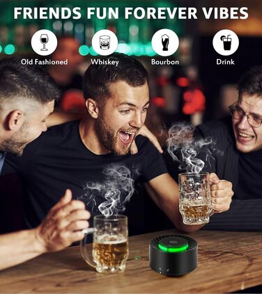 Електричний набір для копчення віскі з LED-підсвіткою, 6 ароматів деревини, без бутану, перезаряджуваний, ретро-дизайн, барний аксесуар, подарунок для чоловіків, батька, чоловіка