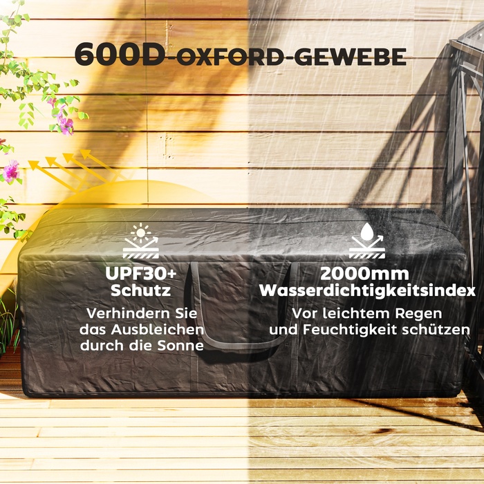 Мішок для спорядження Outsunny 600D Oxford, 840 літрів, місткість до 100 кг, захист від УФ30+, водонепроникний, для кемпінгу та подорожей, 175 x 80 x 60 см, Чорний