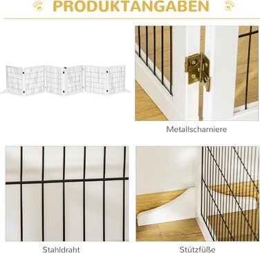 Захисне загородження для собак PawHut - регульоване, самостійне, дерев'яне, 6 панелей, 70H x 432B см