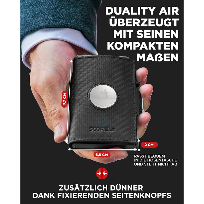 SF SCOFIELD Duality Airtag Wallet with Coin Pocket | Wallet for 8-10 Cards | Men's Wallet with RFID Protection | Slim Wallet | Smart Wallet | Card Holder with Air Tag Compartment | Bifold Wallet
