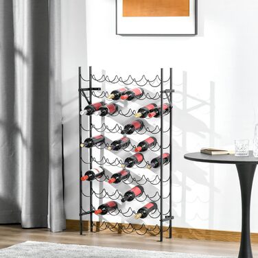 Homcom Wine Rack Wine Stand Bottle Rack 60 Bottles Wall Mount Metal Black