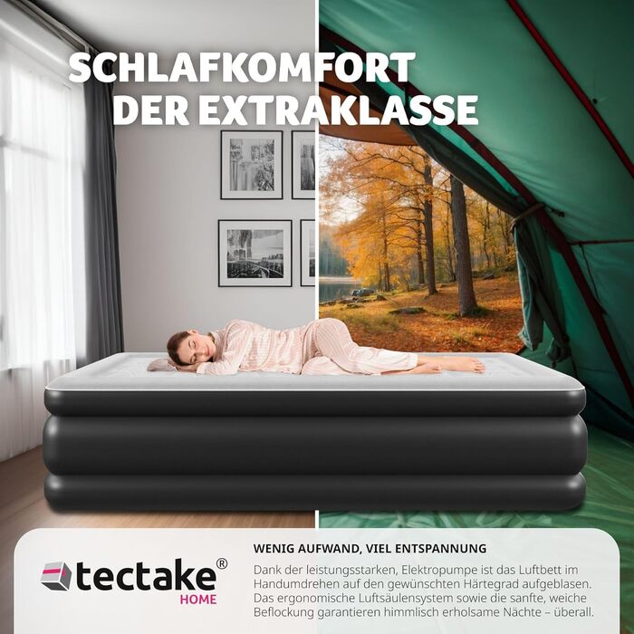 Надувна матрац Tectake® з електропомпою, 200x101x44 см: для кемпінгу, гостей, подорожей