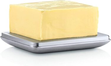 Blomus 63638 Basic Butter Dish, brushed stainless steel, medium & -BASIC- Sugar Bowl made of brushed stainless steel, sugar container ideal for white / brown sugar, timeless design, dishwasher-safe vessel