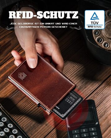 Портмоне чоловіче DODENSHA MagSnap Slim з монетницею, RFID захистом, для 10+ карток, чорно-червоний (Yl-braunsilber)