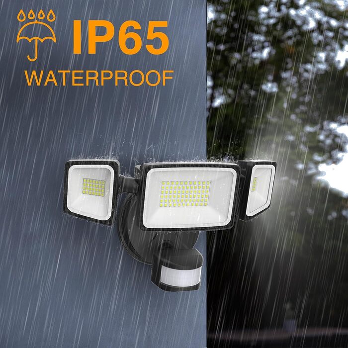 Onforu LED Floodlights with Motion Sensor Outdoor 55W, 5000 LM LED Floodlight, Outdoor Spotlight with Adjustable 3 Heads, 6500K Cool White Spotlight, IP65 Waterproof Floodlight for Garage, Garden, Yard
