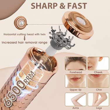 Електричний пристрій для видалення волосся для жінок, бездротовий епілятор, безболісний депілятор для губ, рук, обличчя, пушок (блакитний)