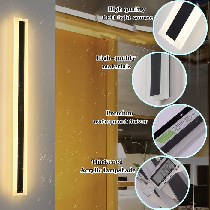 ЗТВЛІД LED вуличне освітлення настінне, 8W, IP65, 4000K, 40см, чорний колір, для саду, вілли, тераси