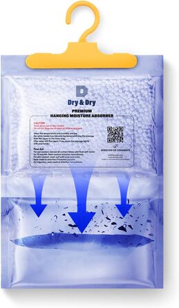 Dry & Dry 15 Packs [Net 400 g/Pack] Moisture Absorbers for Home, Cellar & Bedroom – Small Air Dehumidifiers