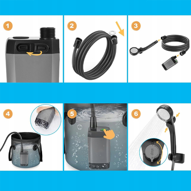 Бездротовий кемпінговий душ з акумулятором 6000 мАг та LCD-дисплеєм