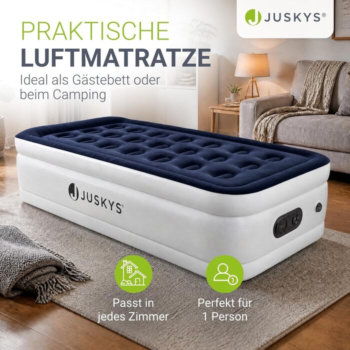 Самонадувний матрац Juskys® Sapri L, 197x154x45 см, антрацит