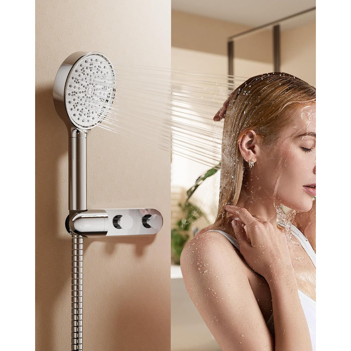 Фільтр для душу Cobbe з шлангом, душова лійка високого тиску з 6 режимами, економна душова лійка з шлангом, ручна лійка з фільтром від накипу для жорсткої води, хлору, чорна (хром63)