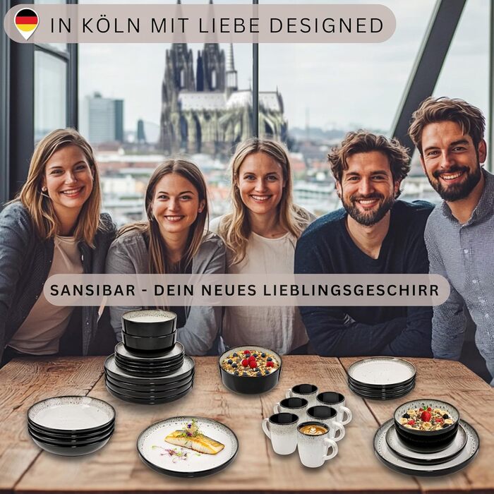 Набір кавових чашок SÄNGER Sansibar (6 шт.) з порцеляни, 430 мл, сірий колір, для кави та чаю, стійкий до миття в посудомийній машині та нагрівання в мікрохвильовій печі