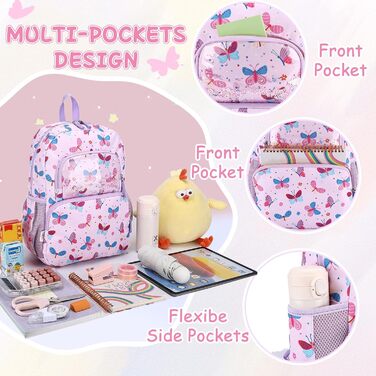 Дитячий рюкзак RAVUO для дівчаток та хлопчиків, шкільний рюкзак з нагрудним ремінцем, милий рюкзак з єдинорогом/динозавром для дітей 3-8 років, рюкзак для дошкільнят/1 класу, рюкзак з метеликом