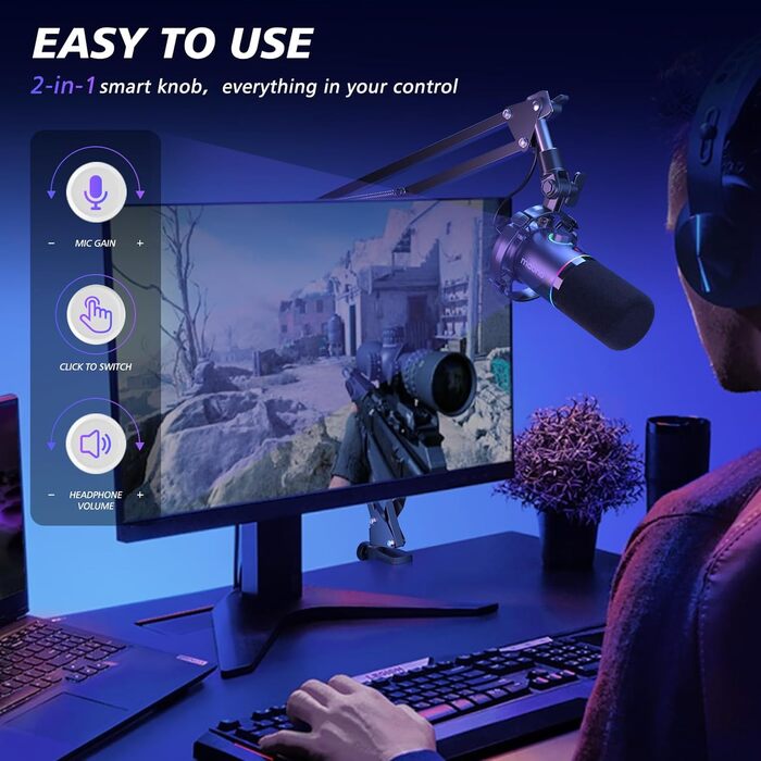 MAONO PD200XS: XLR/USB мікрофонний комплект для подкастів, стрімінгу та запису звуку (чорний)