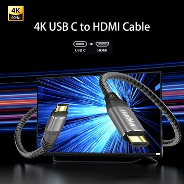 Кабель USB-C на HDMI 3м, 4K UHD, сумісний з iPhone 15/16/17, MacBook, iPad Pro/Air