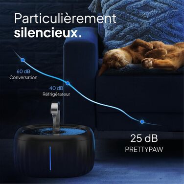 PrettyPaw фонтанчик для котів Aqua Flow Pro – тихий, з LED, фільтром з активованого вугілля, 3L (білий, чорний)