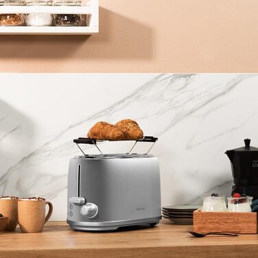 Тостер Cecotec Toaster 2 Scheiben Retro з нержавіючої сталі, 980 Вт, 2 слоти, регулювання потужності, піддон для крихт