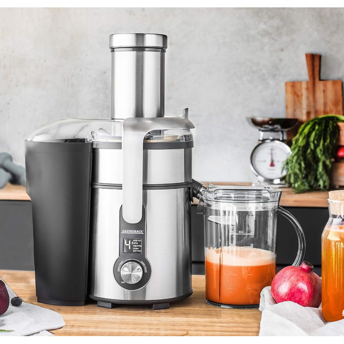 Центрифужна соковижималка Gastroback 40151 Design Multi Juicer Digital, 1300 Вт, XXL завантажувальний отвір 84 мм, 5 швидкостей