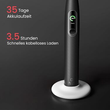 Oclean X Pro Elite: Електрична звукова зубна щітка з 7 насадками, підставка та чохол, чорна