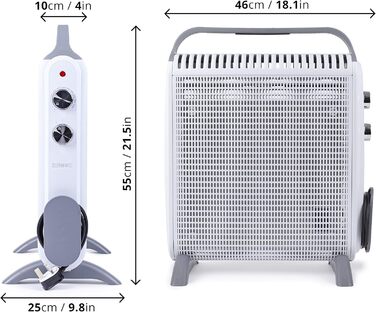 Електричний конвектор Duronic HV180: 2000W, компактний, з ручкою, 2 режими нагріву