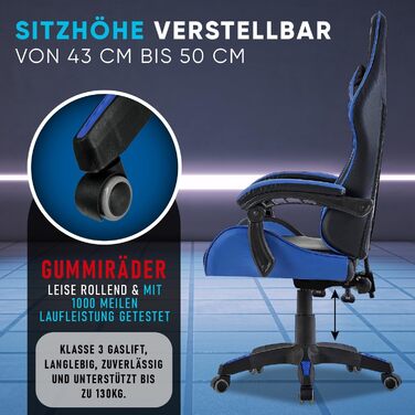 Геймерське крісло Walden Ergonomic для офісу та комп'ютера, зелене/синє, з регульованою спинкою та висотою