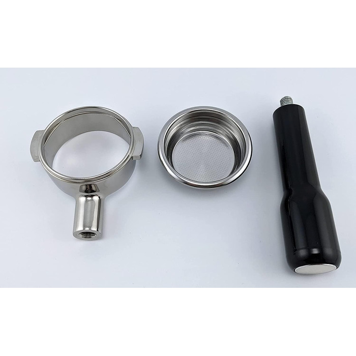 Bottomless Portafilter 58mm for E61, with Stainless Steel Replacement Filter Basket and ABS Handle