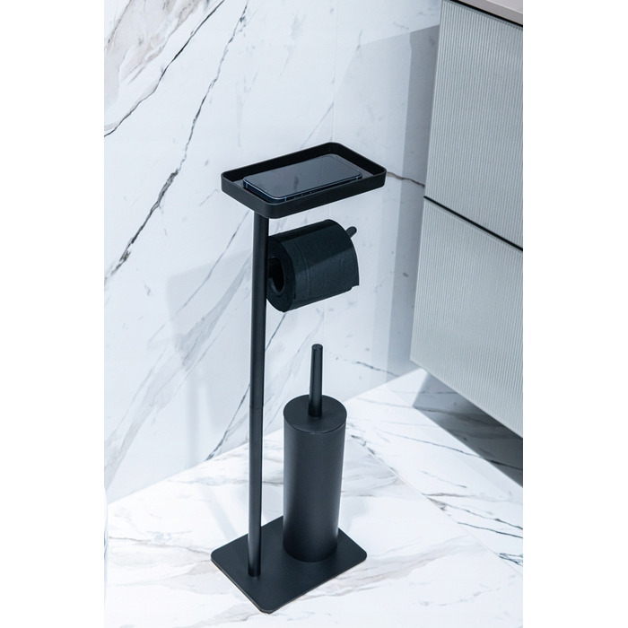Набір для ванної кімнати в індустріальному стилі: тримач для туалетного паперу та ергономічна щітка для унітаза, чорний матовий