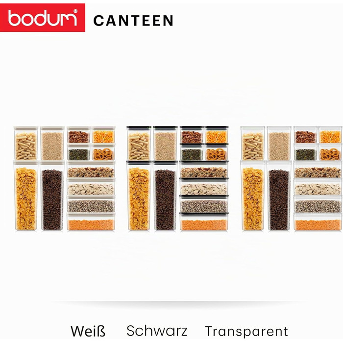 Набір контейнерів для зберігання Bodum CANTEEN 12 шт. прозорі, білі - BPA-free, для мийки в посудомийній машині, штабельовані