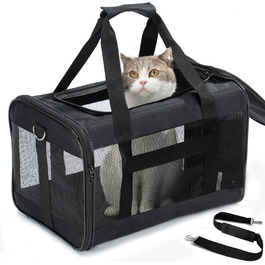 Транспортна переноска для собак та котів HITSLAM (M) Чорна, розкладний бокс, для подорожей, авіалінії