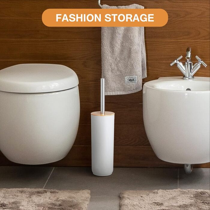 Набір для чищення унітазу WC Bürste: 3 насадки, бамбуковий контейнер, пластикова щітка для ванної кімнати