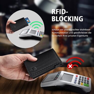 Чоловічий гаманець TEEHON з RFID захистом, з екошкіри, на 5 карт, з відділенням для грошей та відділенням для монет, чорний (Мінімалістичний)
