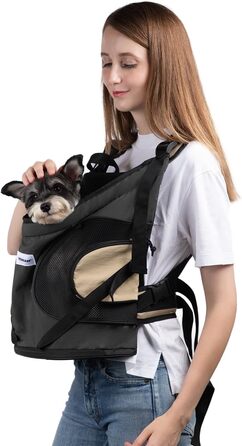 Рюкзак для собак та котів, рюкзак-переноска для маленьких та середніх собак та котів до 8.5 кг, чорний, дихаючий та зручний, для подорожей та активного відпочинку