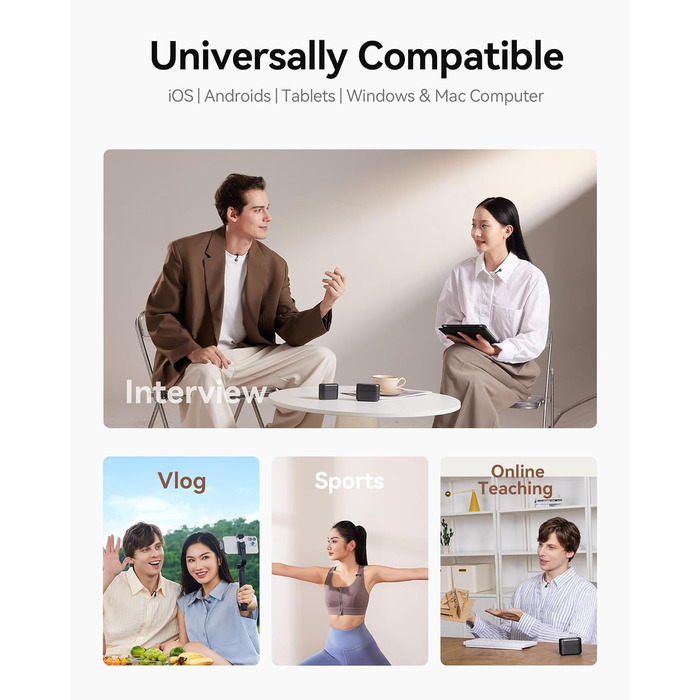 Hollyland Lark M2S Бездротовий мікрофон-лапка з USB-C для iPhone 15/16 та Android, кліпса з титану, Plug-and-Play, шумозаглушення, радіус дії 300 м, 27 годин роботи від акумулятора (2TX+1RX+зарядний пристрій) Чорний