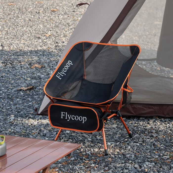 Зручний складаний стул для кемпінгу Flycoop - 180 кг, з сумкою, для пікніків та відпочинку на природі (Оранжевий)