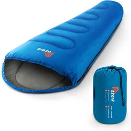 Спальний мішок Azark Premium, 350 г/м², легкий та водонепроникний, для 4 сезонів, кемпінг, туризм, відпочинок на природі, для дорослих та дітей (блакитний)